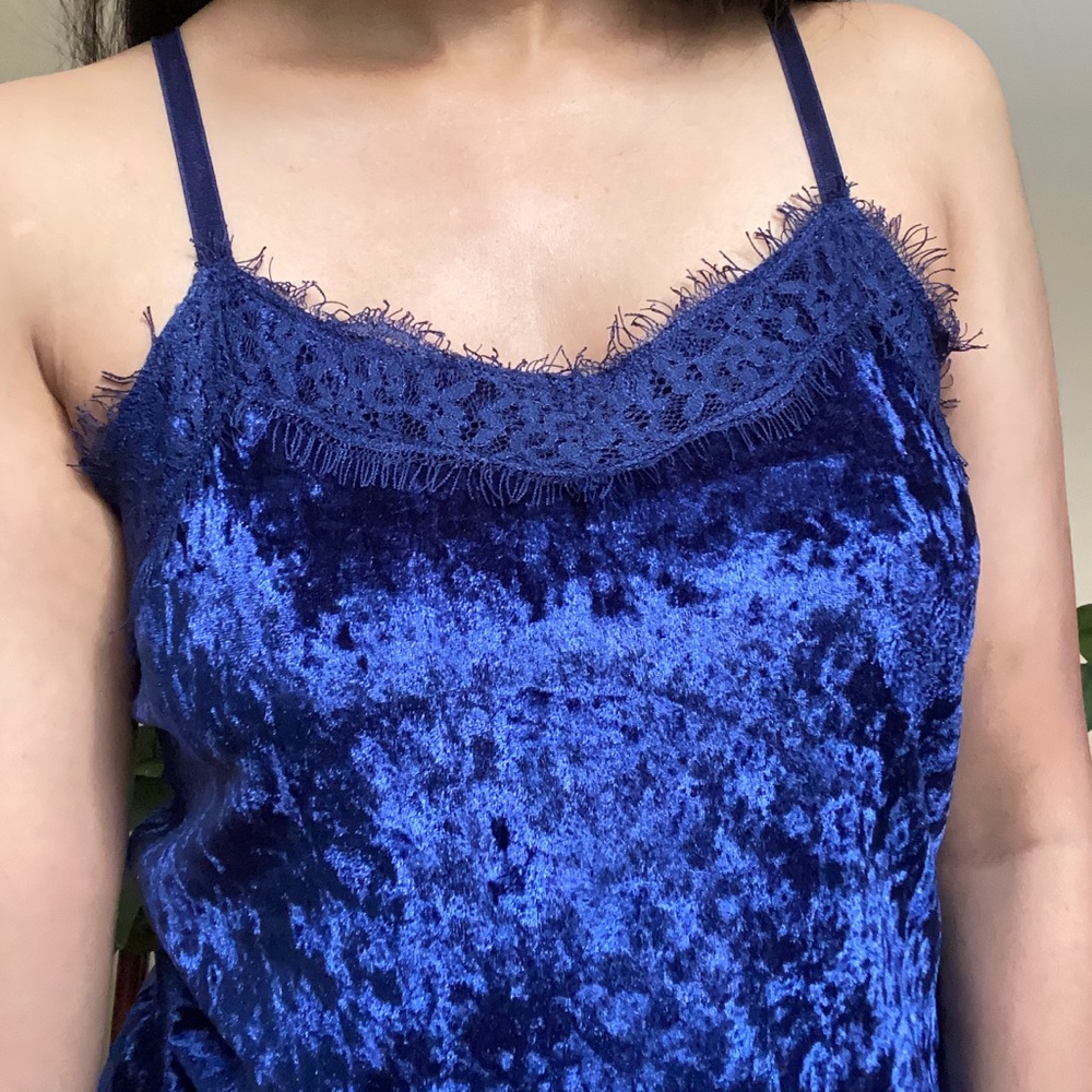 Velvet blue lace cami top